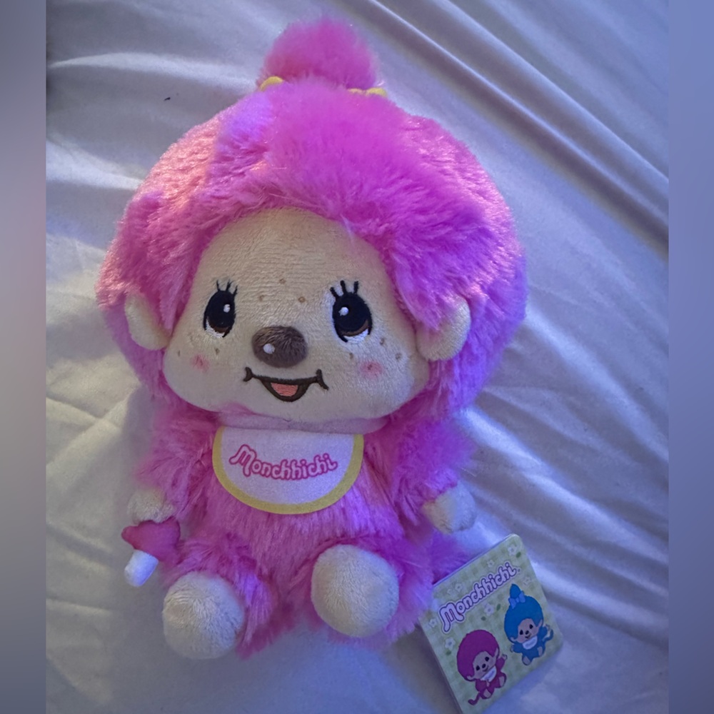 Monchhichi Plump Beanbag Plush Pink Girl